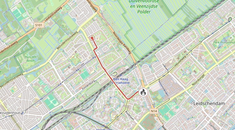 Kaart van de omgeving van de melding