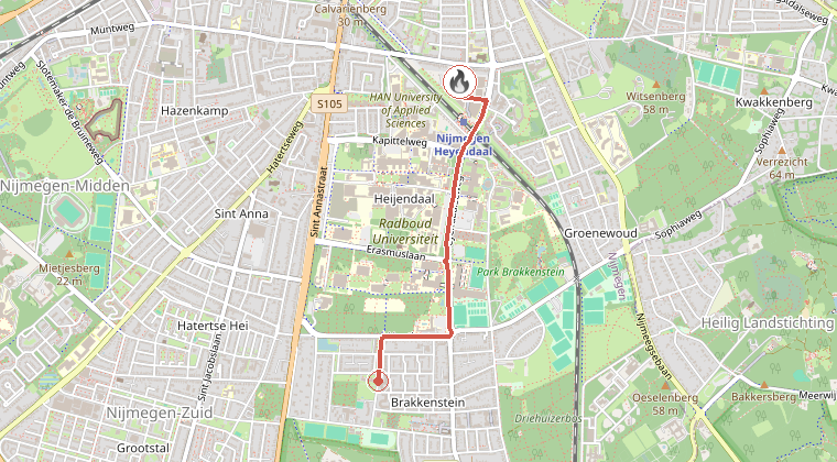 Kaart van de omgeving van de melding