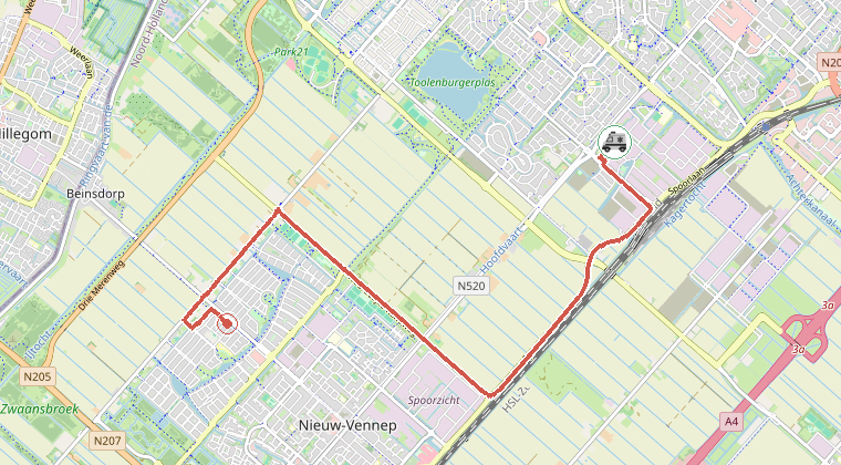 Kaart van de omgeving van de melding