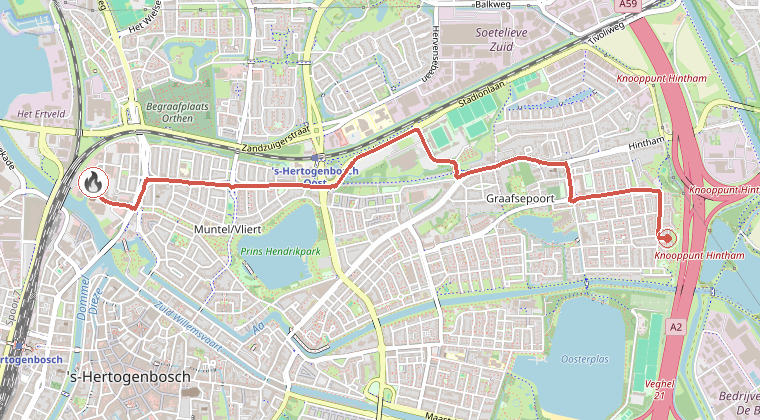 Kaart van de omgeving van de melding