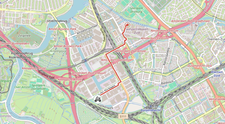 Kaart van de omgeving van de melding