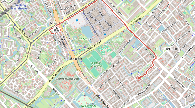 Kaart van de omgeving van de melding