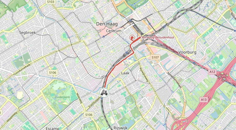Kaart van de omgeving van de melding