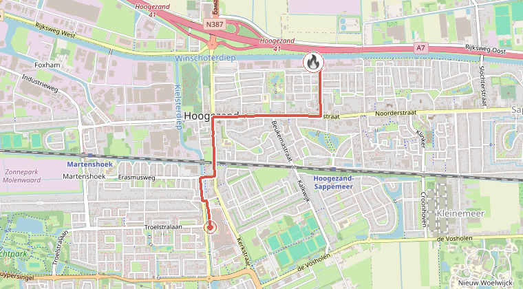 Kaart van de omgeving van de melding