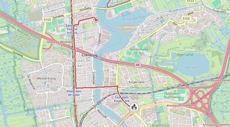 Kaart van de omgeving van de melding