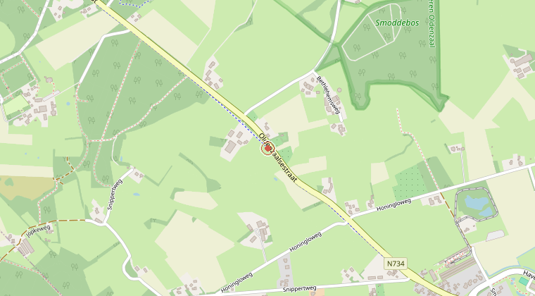 Kaart van de omgeving van de melding