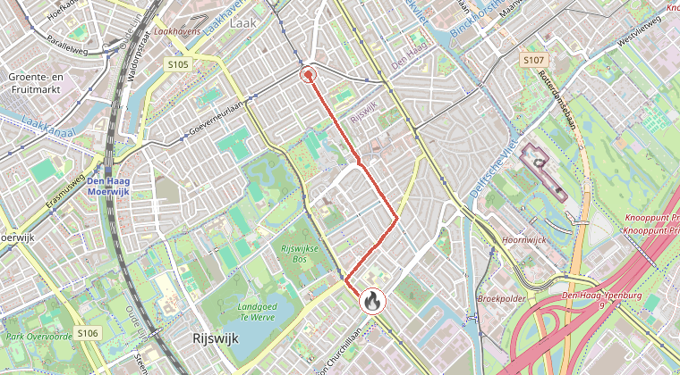Kaart van de omgeving van de melding