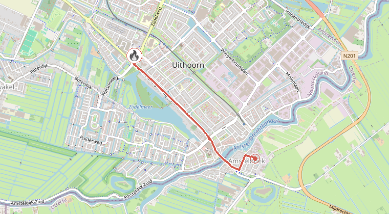 Kaart van de omgeving van de melding
