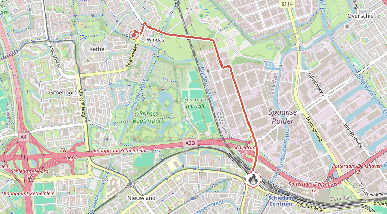 Kaart van de omgeving van de melding