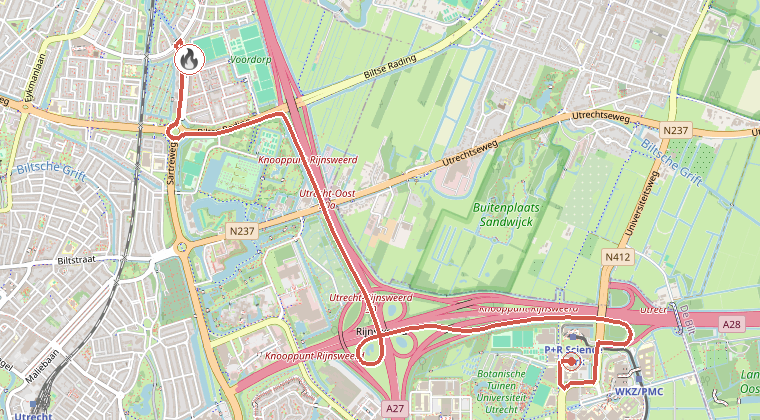 Kaart van de omgeving van de melding