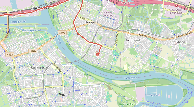 Kaart van de omgeving van de melding