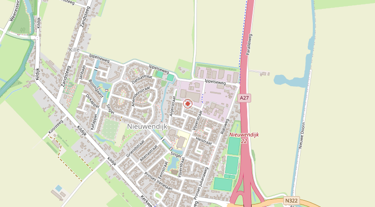 Kaart van de omgeving van de melding