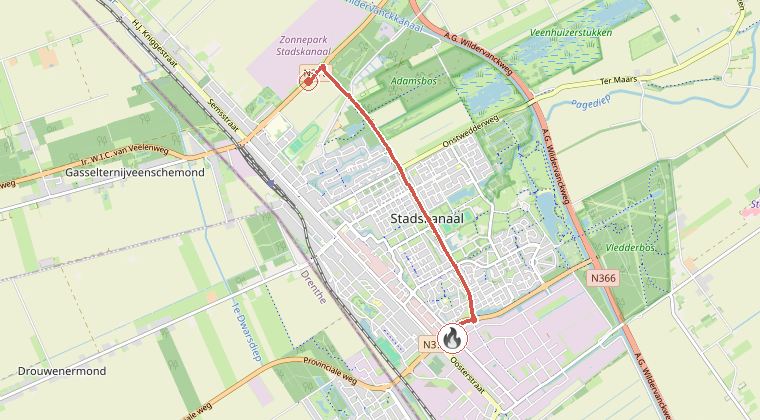 Kaart van de omgeving van de melding