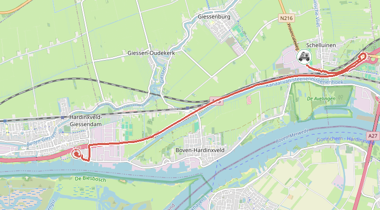 Kaart van de omgeving van de melding