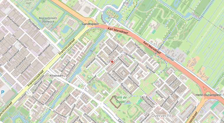 Kaart van de omgeving van de melding