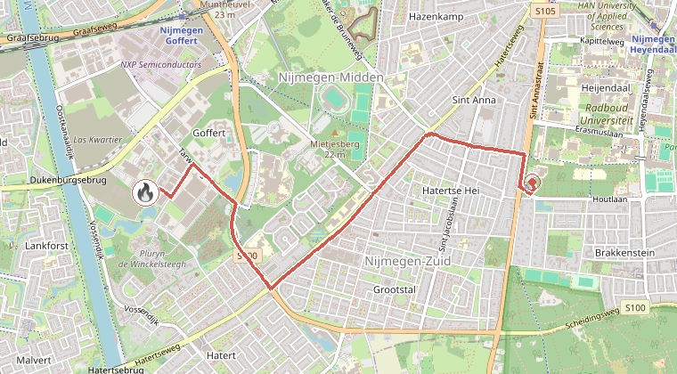 Kaart van de omgeving van de melding