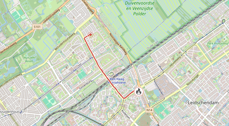 Kaart van de omgeving van de melding