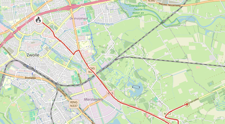 Kaart van de omgeving van de melding