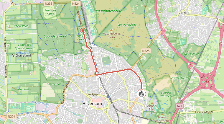 Kaart van de omgeving van de melding