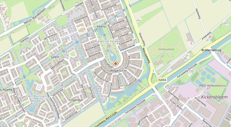 Kaart van de omgeving van de melding