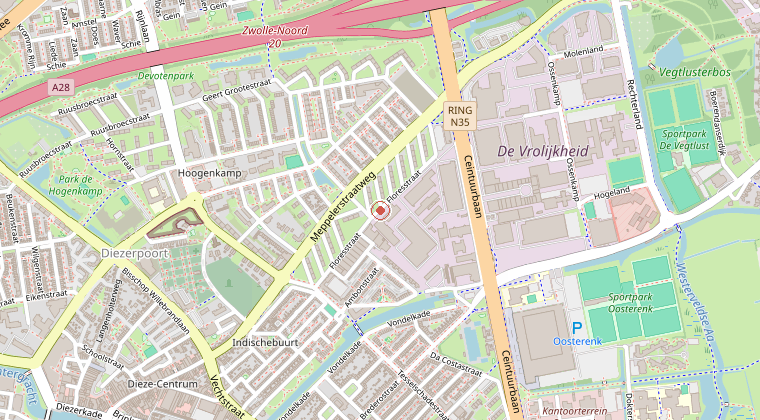 Kaart van de omgeving van de melding