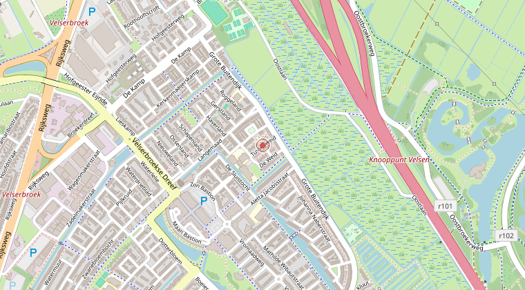 Kaart van de omgeving van de melding