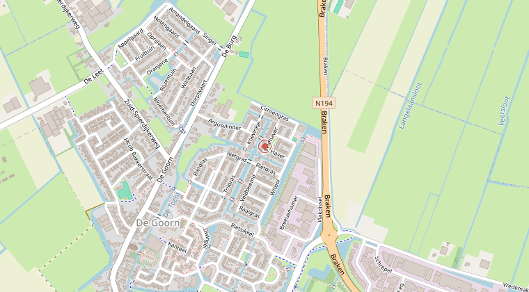 Kaart van de omgeving van de melding