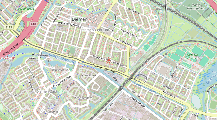 Kaart van de omgeving van de melding