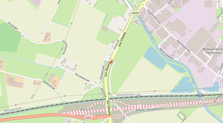 Kaart van de omgeving van de melding