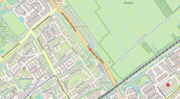 Kaart van de omgeving van de melding