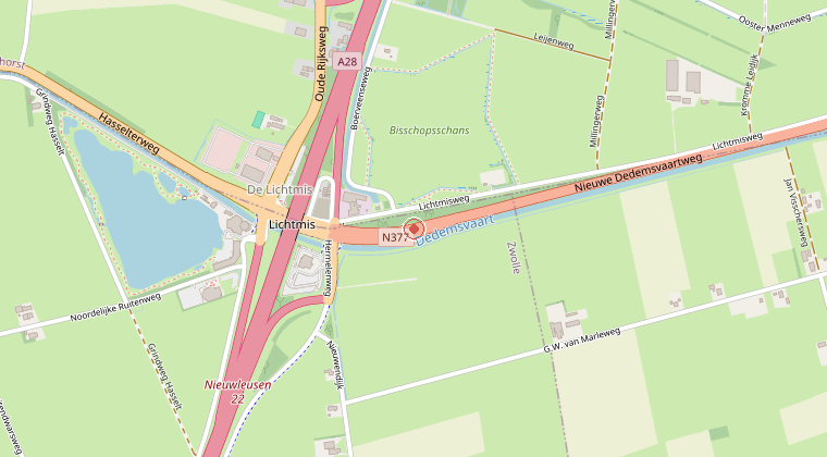 Kaart van de omgeving van de melding