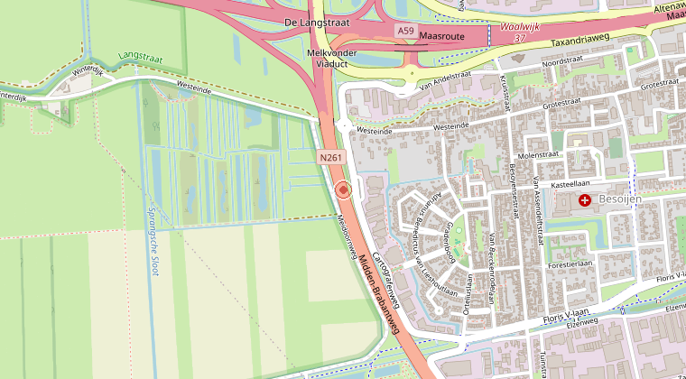 Kaart van de omgeving van de melding