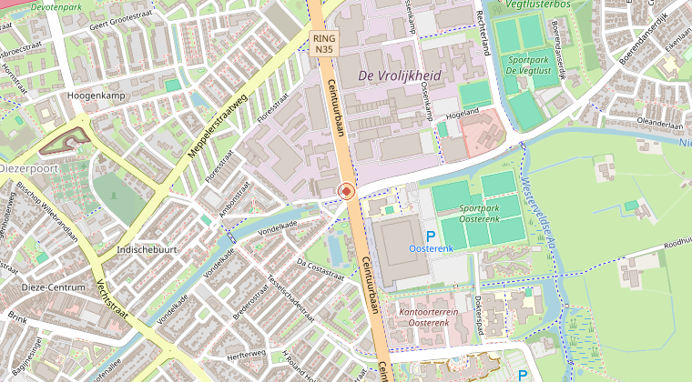 Kaart van de omgeving van de melding