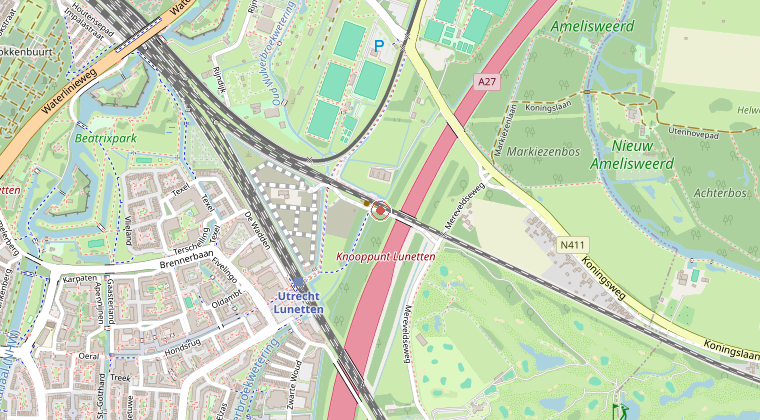 Kaart van de omgeving van de melding