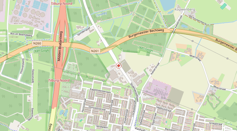 Kaart van de omgeving van de melding