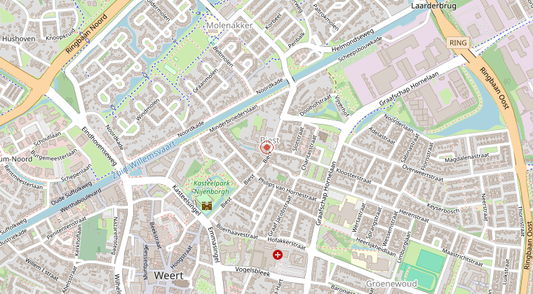Kaart van de omgeving van de melding