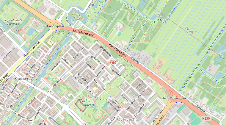 Kaart van de omgeving van de melding