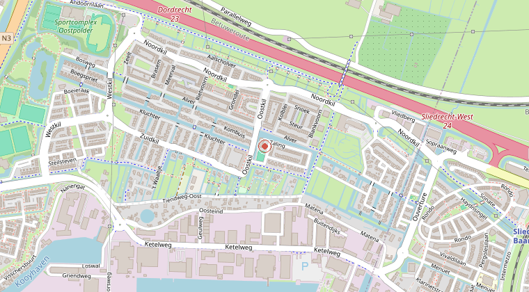 Kaart van de omgeving van de melding